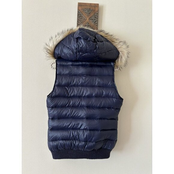 American Eagle Outfitters Size Small Blue Down Quilted Puffer Vest Hooded - Picture 3 of 6